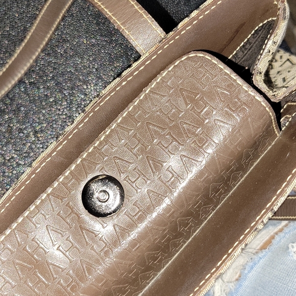 Vintage Victor Hugo Logo Satchel Brown Leather Trim - Picture 10 of 15